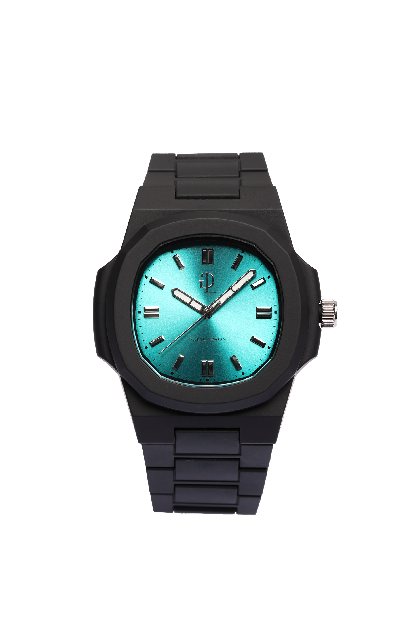 GDL Orologio Quadrante acquamarina : Cassa 40.5mm x 8.8mm, Meccanismo al Quarzo, Impermeabile 5 ATM, Leggero 40g, Finitura Soft Touch, Cinturino Nero, Vetro LumiNova, Quadrante Analogico