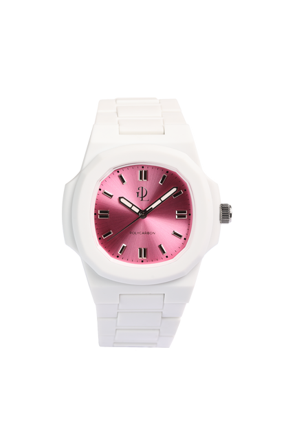 GDL Polycarbon Orologio Bianco Quadrante  Rosa
