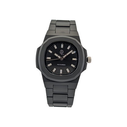 Orologio da Polso GDL , Quadrante Nero con Cristalli  Taglio Baguette, 40,5mm x 8,8mm, Quarzo, Impermeabile 5 ATM, 40g, Finitura Soft Touch, Cinturino Nero, Vetro LumiNova